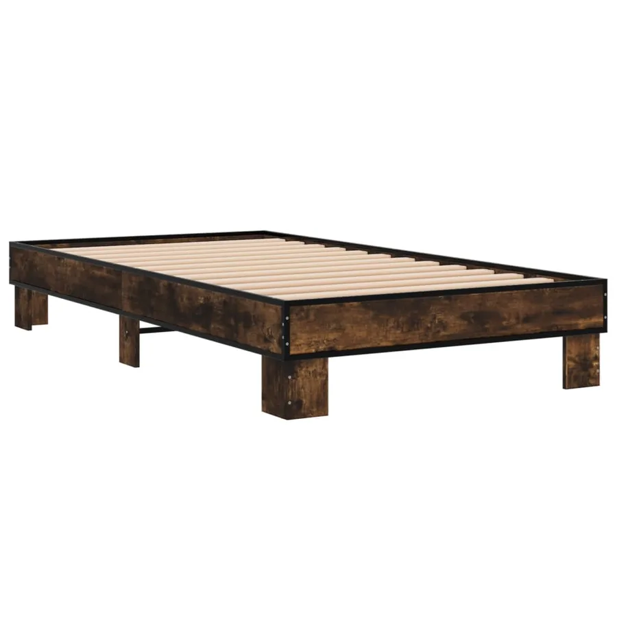 Cadre de lit sans matelas chêne fumé 75x190 cm - 3