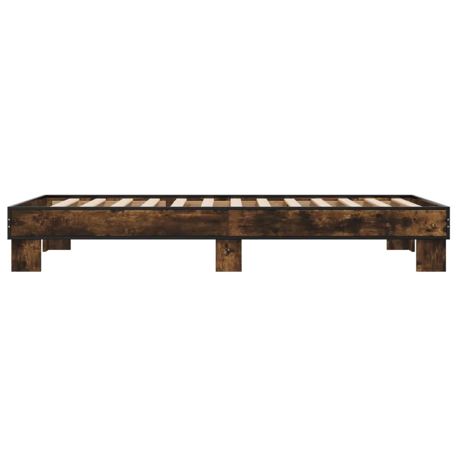 Cadre de lit sans matelas chêne fumé 75x190 cm - 5