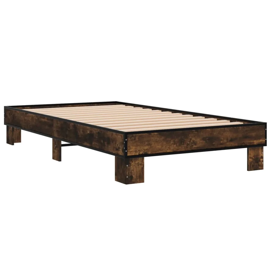 Cadre de lit sans matelas chêne fumé 75x190 cm - 6