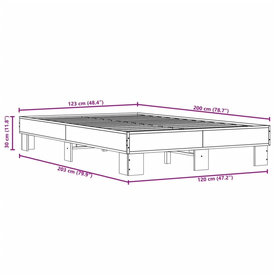 Cadre de lit sans matelas chêne marron 120x200 cm - 4