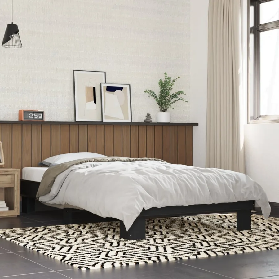 Cadre de lit sans matelas noir 90x200 cm