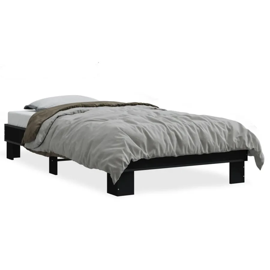 Cadre de lit sans matelas noir 90x200 cm - 2