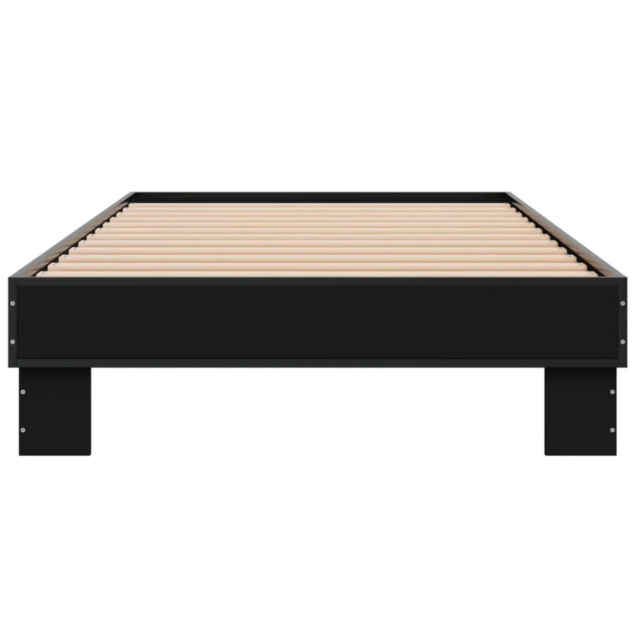 Cadre de lit sans matelas noir 90x200 cm - 4