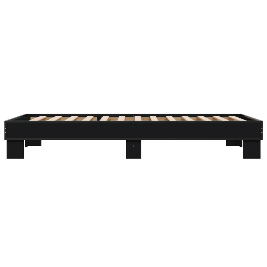 Cadre de lit sans matelas noir 90x200 cm - 5