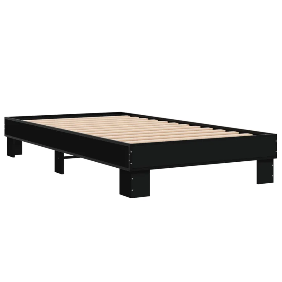 Cadre de lit sans matelas noir 90x200 cm - 6