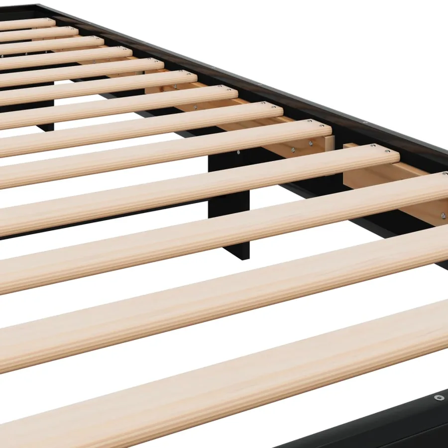 Cadre de lit sans matelas noir 90x200 cm - 7