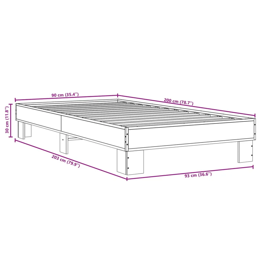 Cadre de lit sans matelas noir 90x200 cm - 9