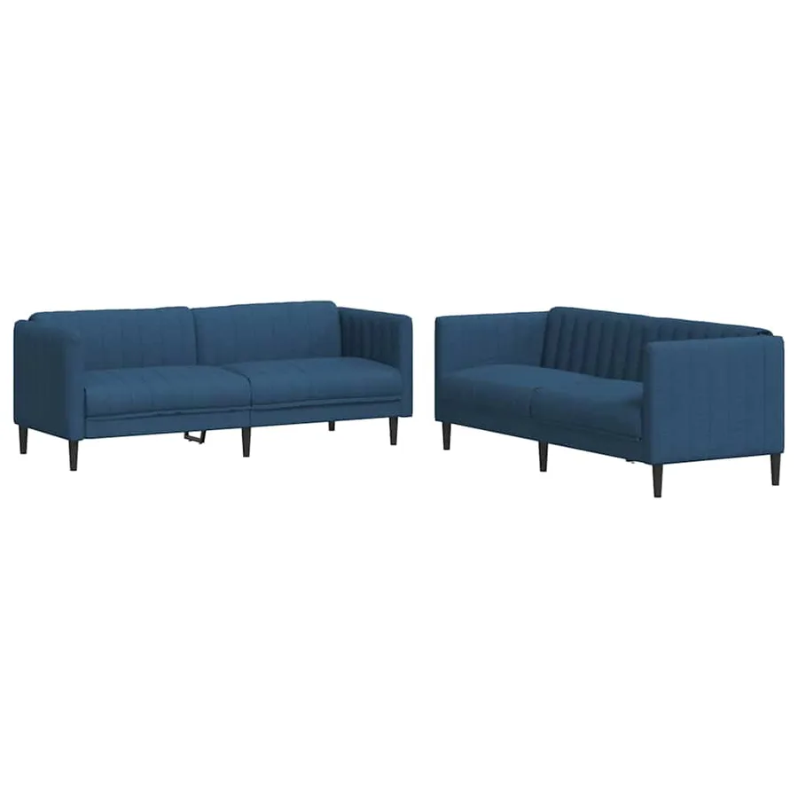Ensemble de canapés 2 pcs bleu tissu - 2