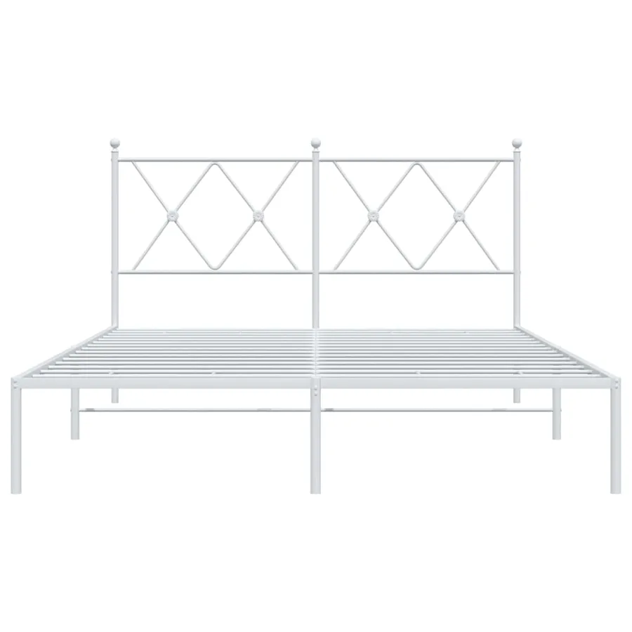 Cadre de lit métal sans matelas et tête de lit blanc 135x190 cm - 4