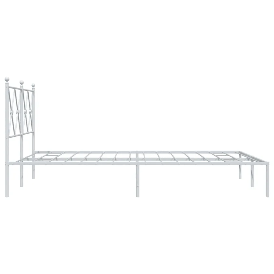 Cadre de lit métal sans matelas et tête de lit blanc 135x190 cm - 5