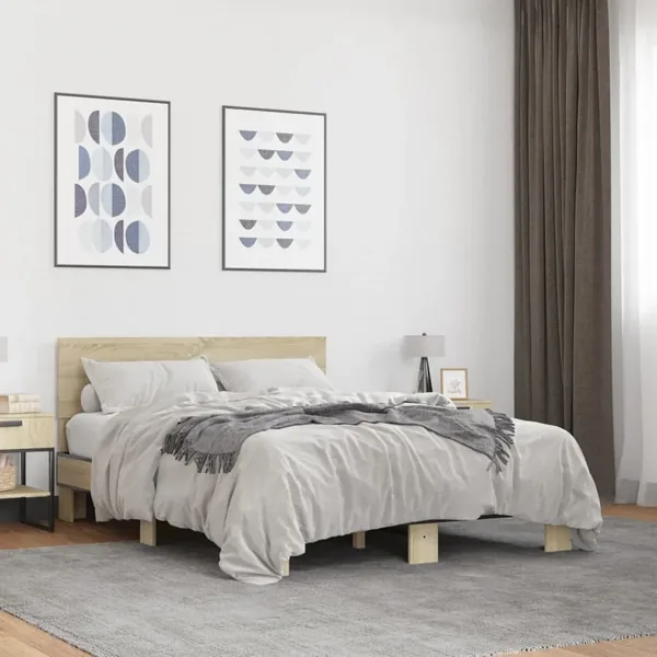 Cadre de lit sans matelas chêne sonoma 135x190 cm