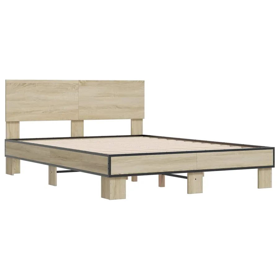 Cadre de lit sans matelas chêne sonoma 135x190 cm - 3