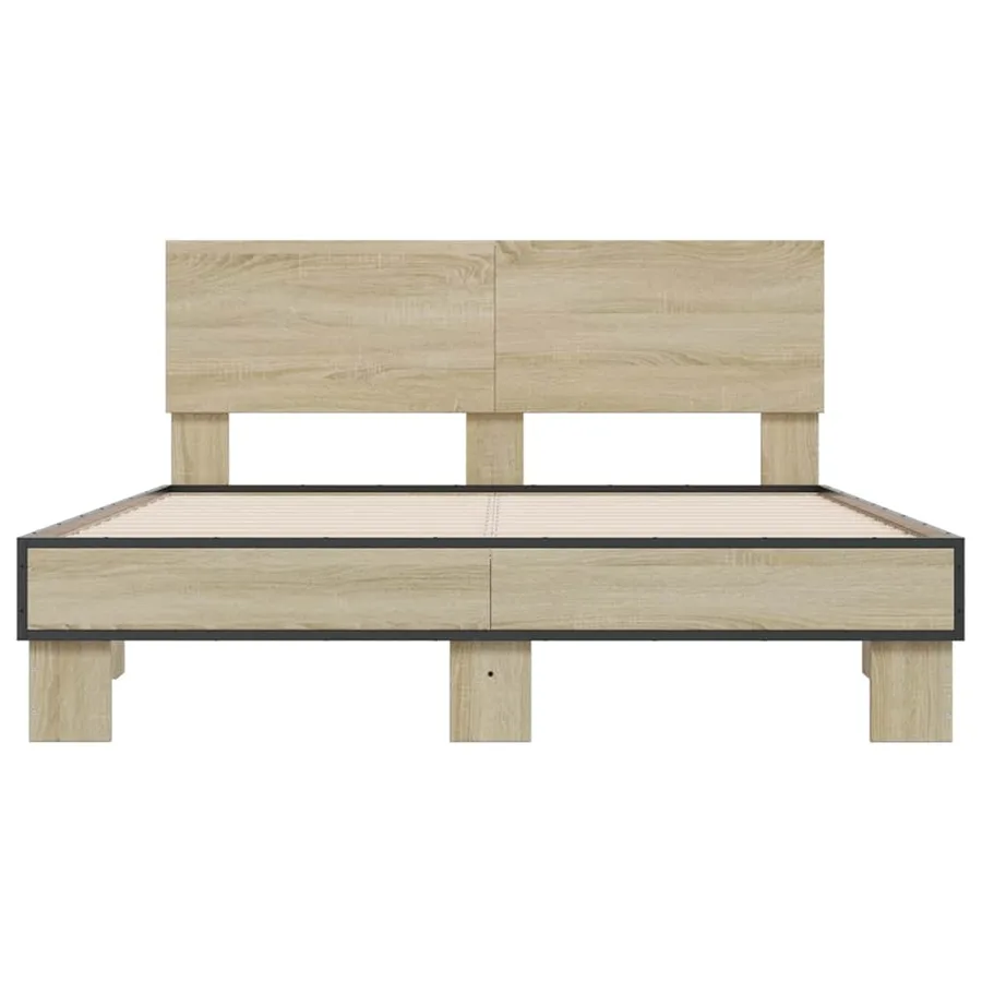 Cadre de lit sans matelas chêne sonoma 135x190 cm - 4