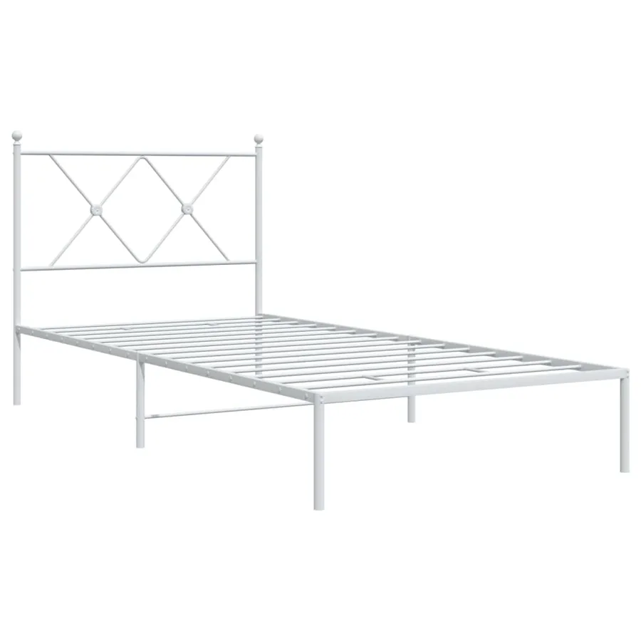 Cadre de lit métal sans matelas avec tête de lit blanc 90x200cm - 3