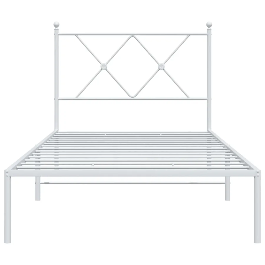 Cadre de lit métal sans matelas avec tête de lit blanc 90x200cm - 4