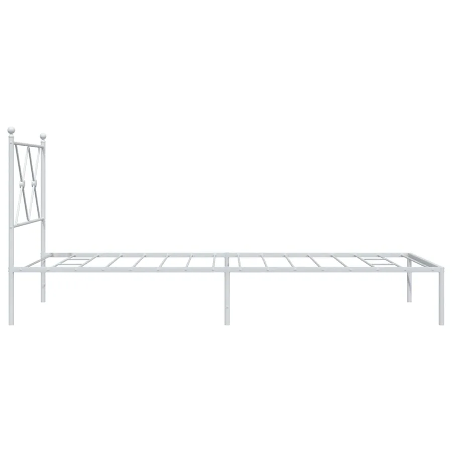 Cadre de lit métal sans matelas avec tête de lit blanc 90x200cm - 5