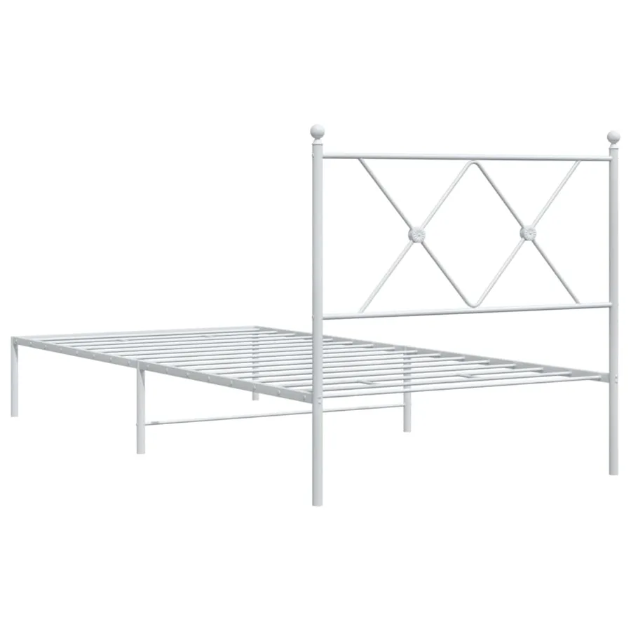 Cadre de lit métal sans matelas avec tête de lit blanc 90x200cm - 6