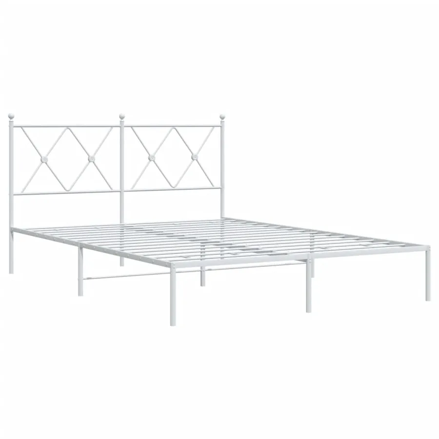Cadre de lit métal sans matelas et tête de lit blanc 140x200 cm - 3