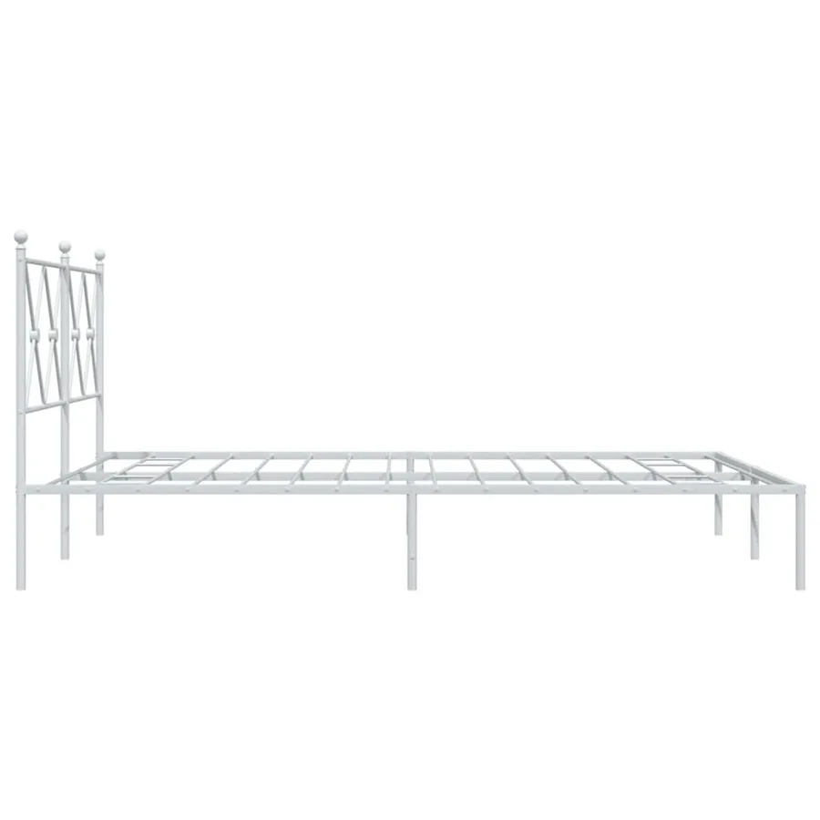 Cadre de lit métal sans matelas et tête de lit blanc 140x200 cm - 5
