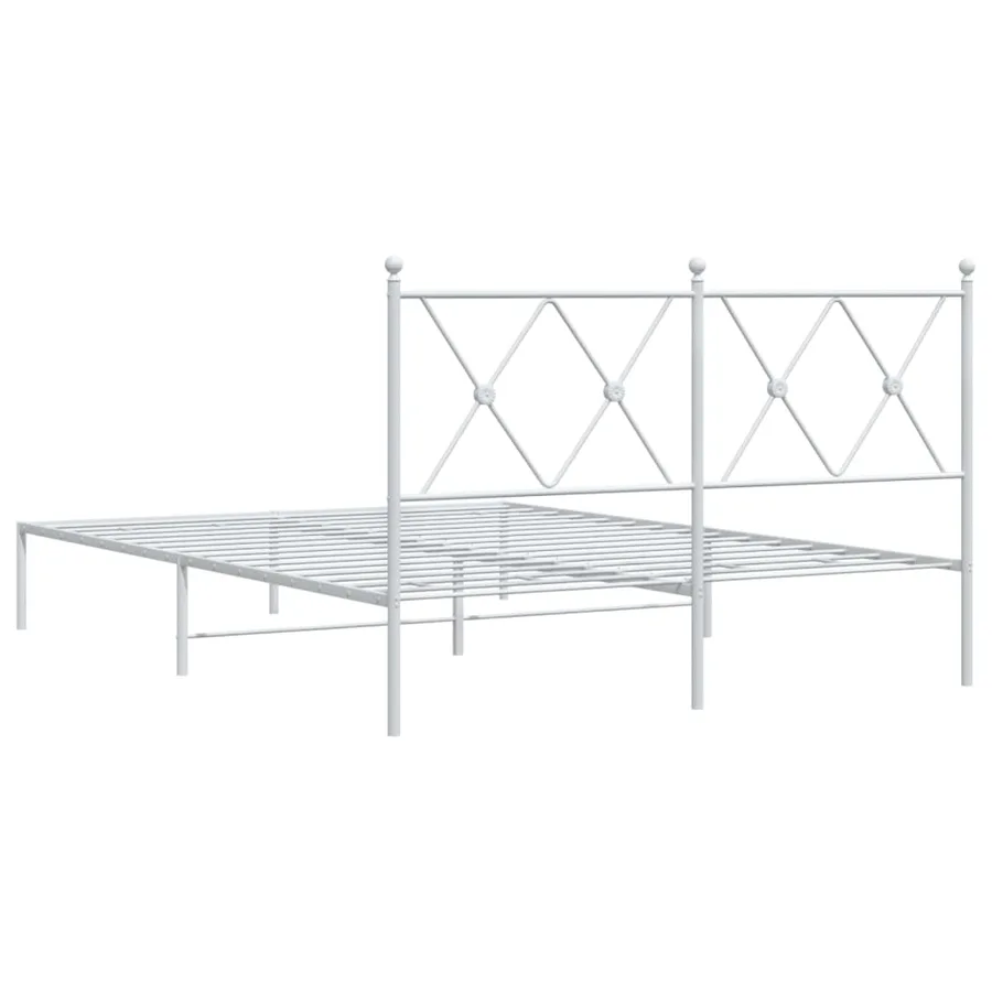 Cadre de lit métal sans matelas et tête de lit blanc 140x200 cm - 6