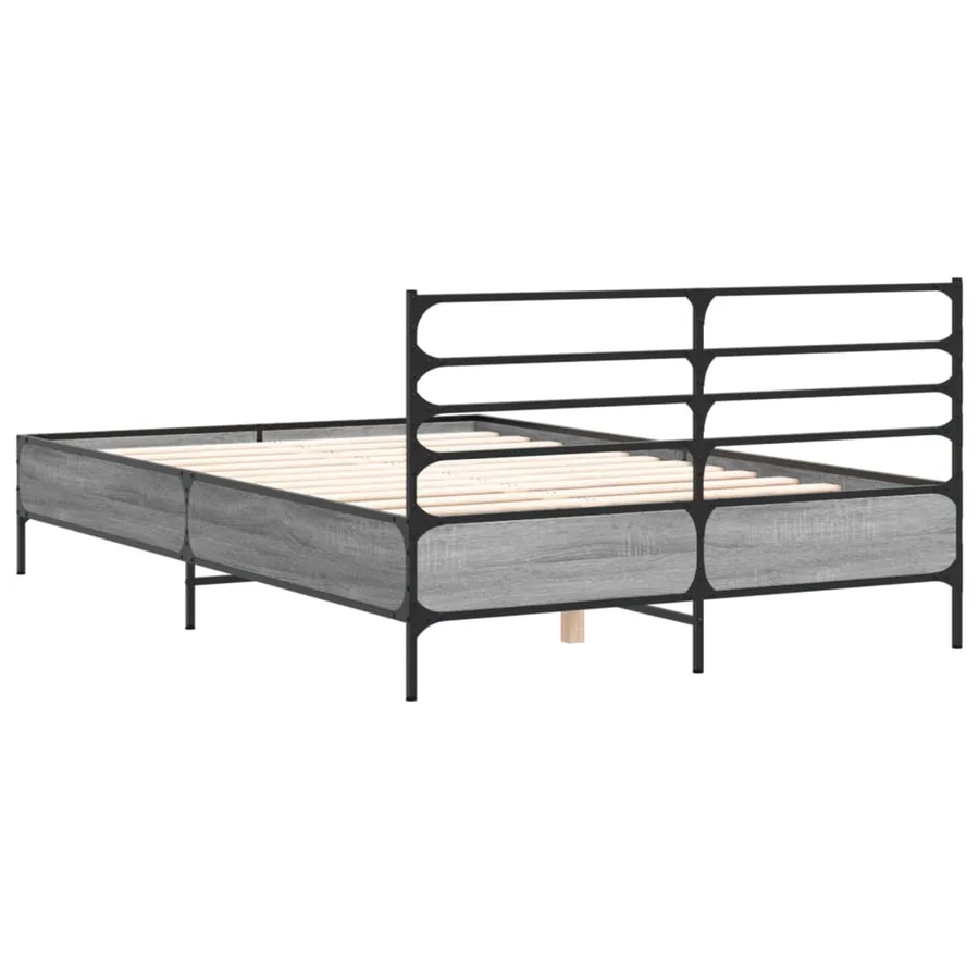 Cadre de lit sans matelas sonoma gris 135x190 cm - 6