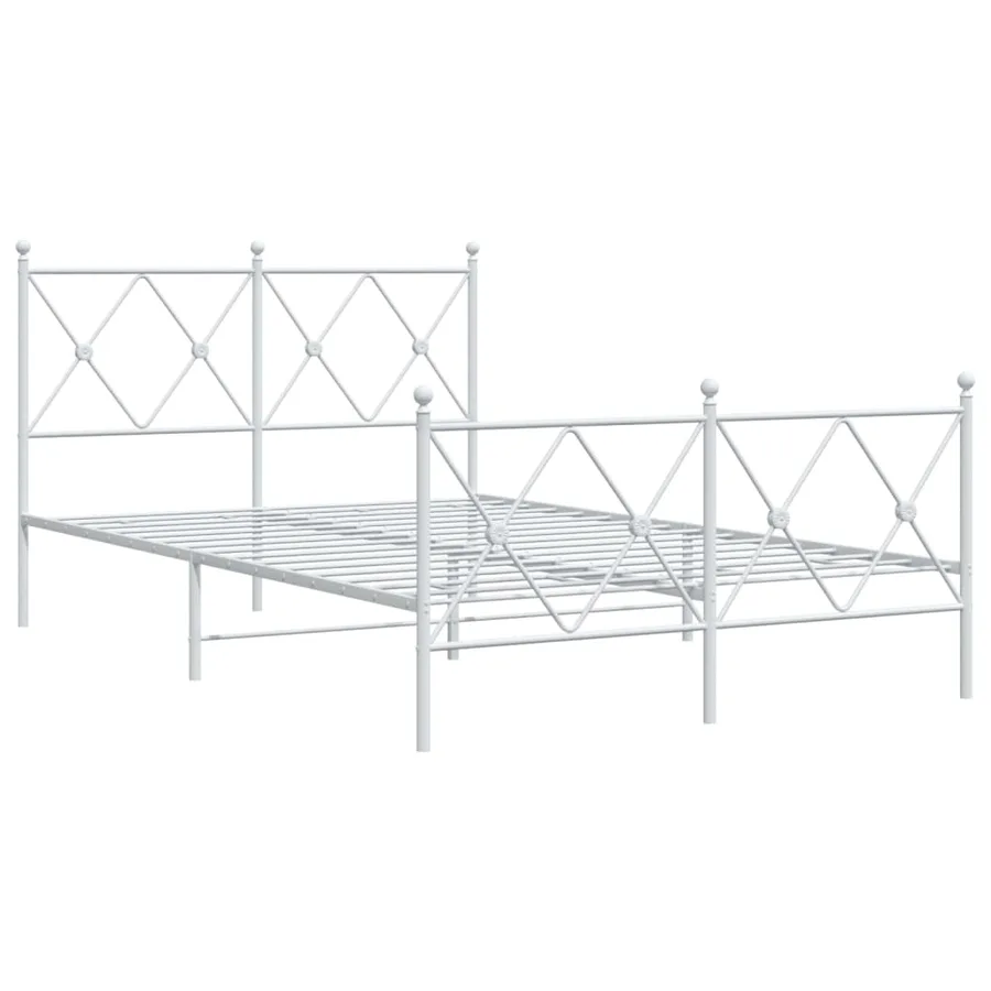 Cadre de lit métal sans matelas et pied de lit blanc 120x200 cm - 3