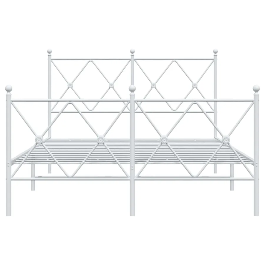 Cadre de lit métal sans matelas et pied de lit blanc 120x200 cm - 4
