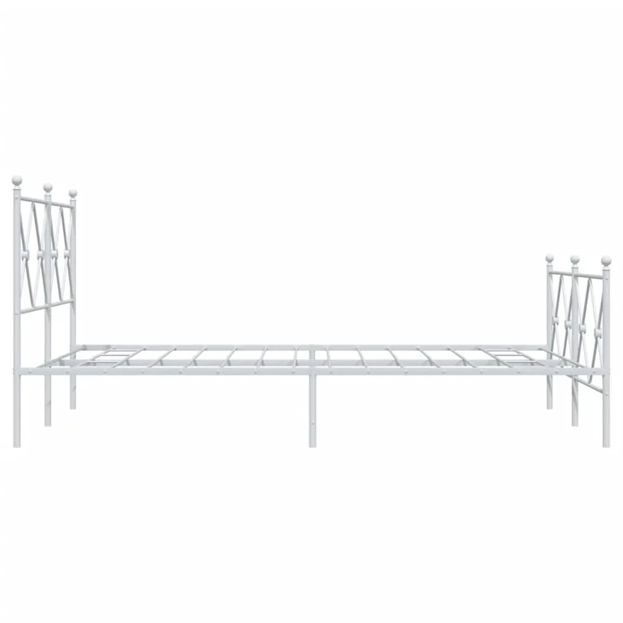 Cadre de lit métal sans matelas et pied de lit blanc 120x200 cm - 5