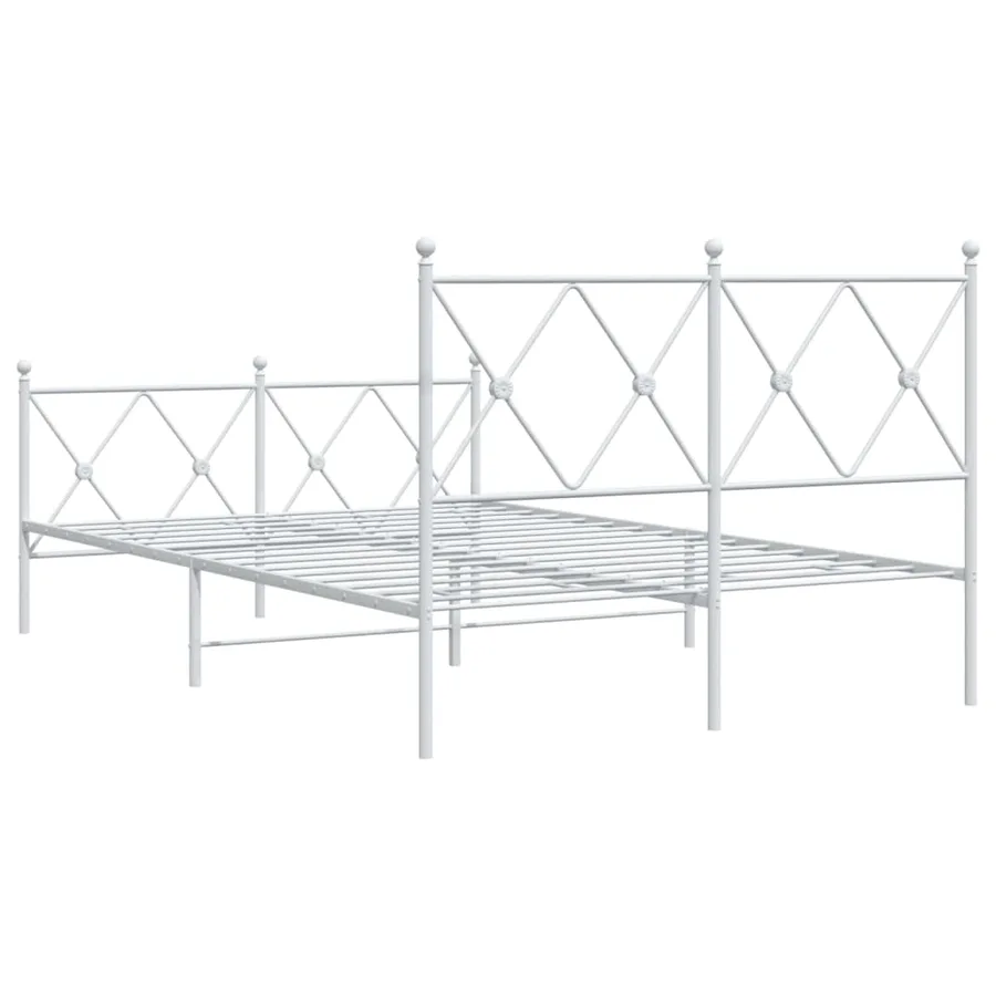Cadre de lit métal sans matelas et pied de lit blanc 120x200 cm - 6