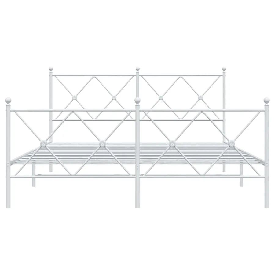 Cadre de lit métal sans matelas et pied de lit blanc 150x200 cm - 4