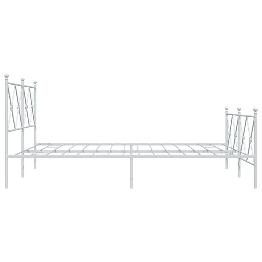 Cadre de lit métal sans matelas et pied de lit blanc 150x200 cm - 5