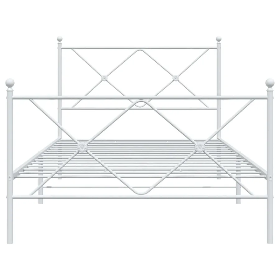 Cadre de lit métal sans matelas et pied de lit blanc 107x203 cm - 4