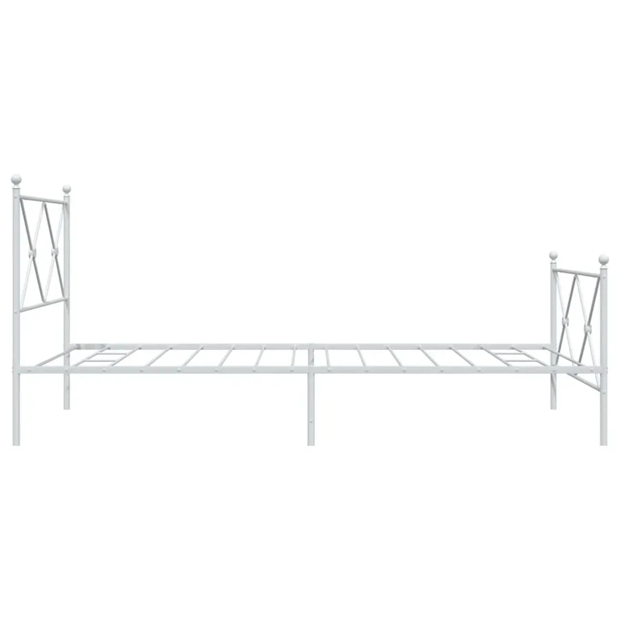 Cadre de lit métal sans matelas et pied de lit blanc 107x203 cm - 5