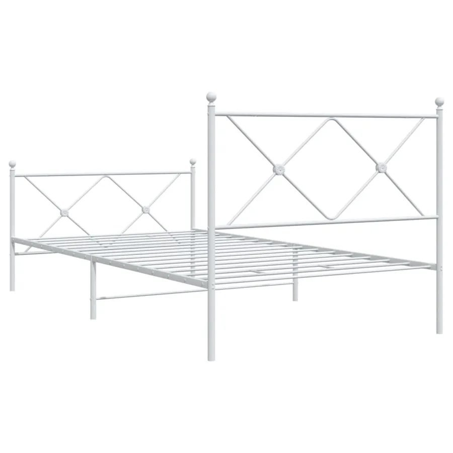 Cadre de lit métal sans matelas et pied de lit blanc 107x203 cm - 6