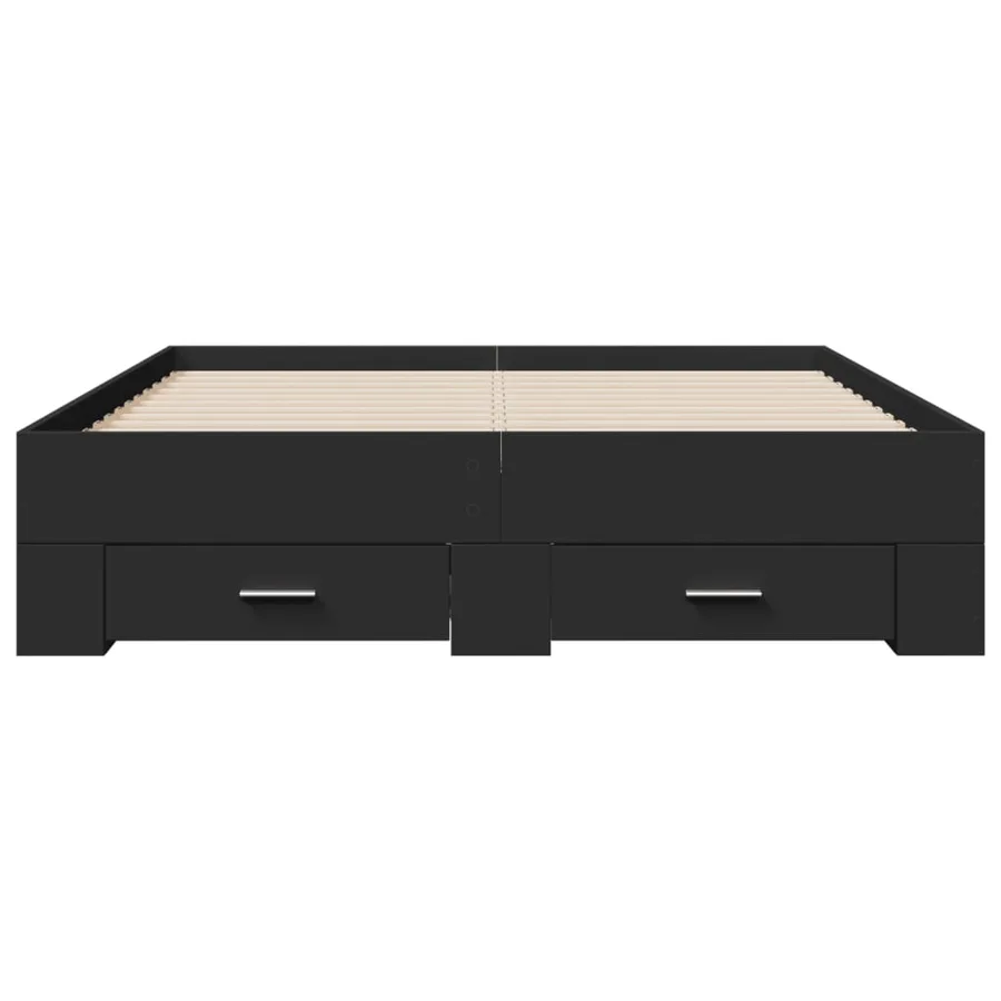 Cadre de lit avec tiroirs sans matelas noir 140x190 cm - 4