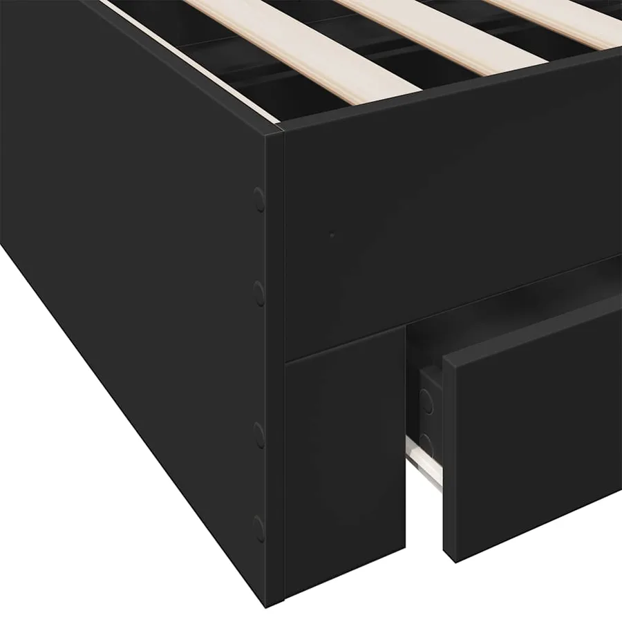 Cadre de lit avec tiroirs sans matelas noir 140x190 cm - 8