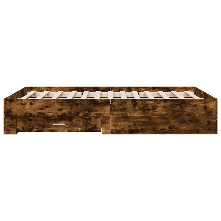 Cadre de lit avec tiroirs sans matelas chêne fumé 140x190 cm - 5