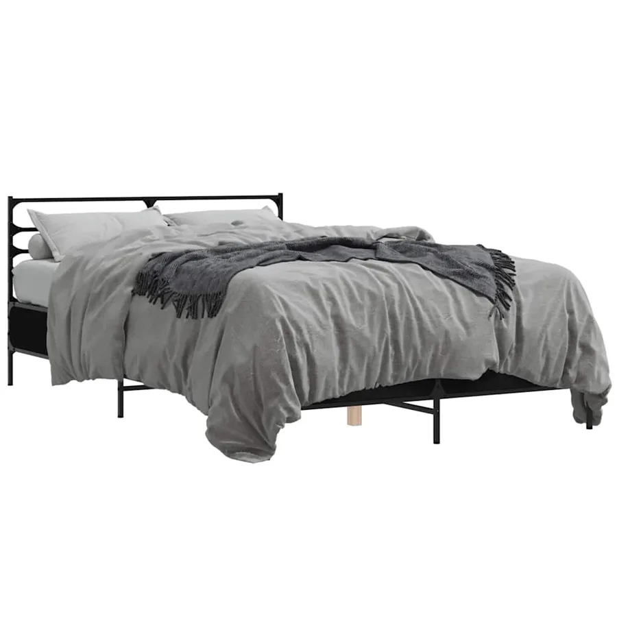 Cadre de lit sans matelas noir 140x200 cm - 2