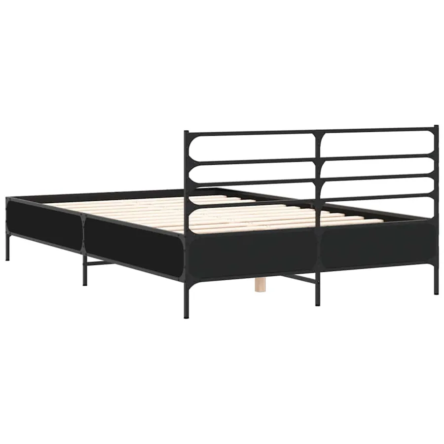 Cadre de lit sans matelas noir 140x200 cm - 6