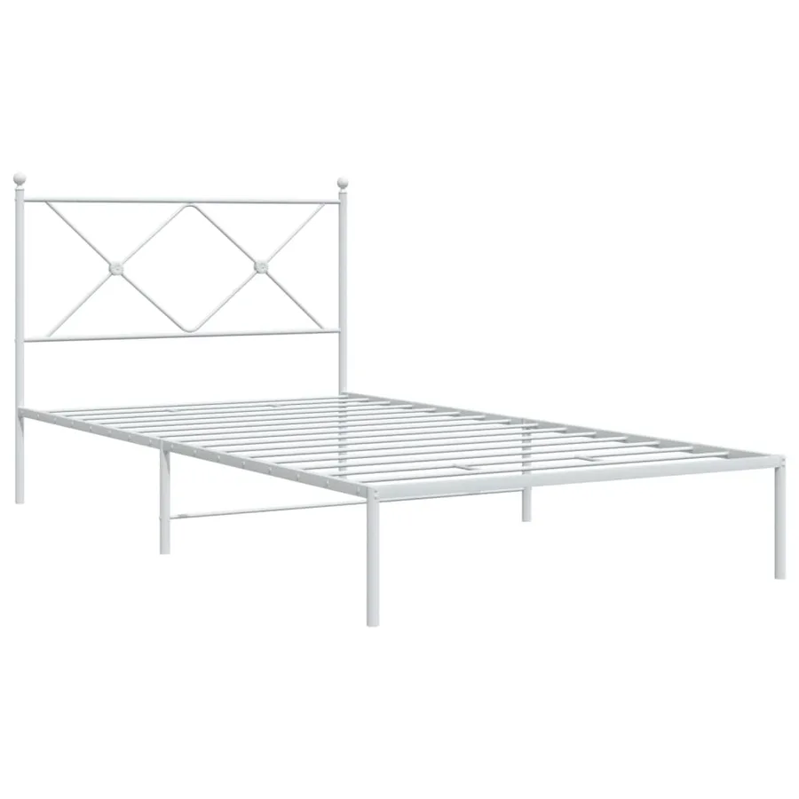 Cadre de lit métal sans matelas et tête de lit blanc 100x200 cm - 3