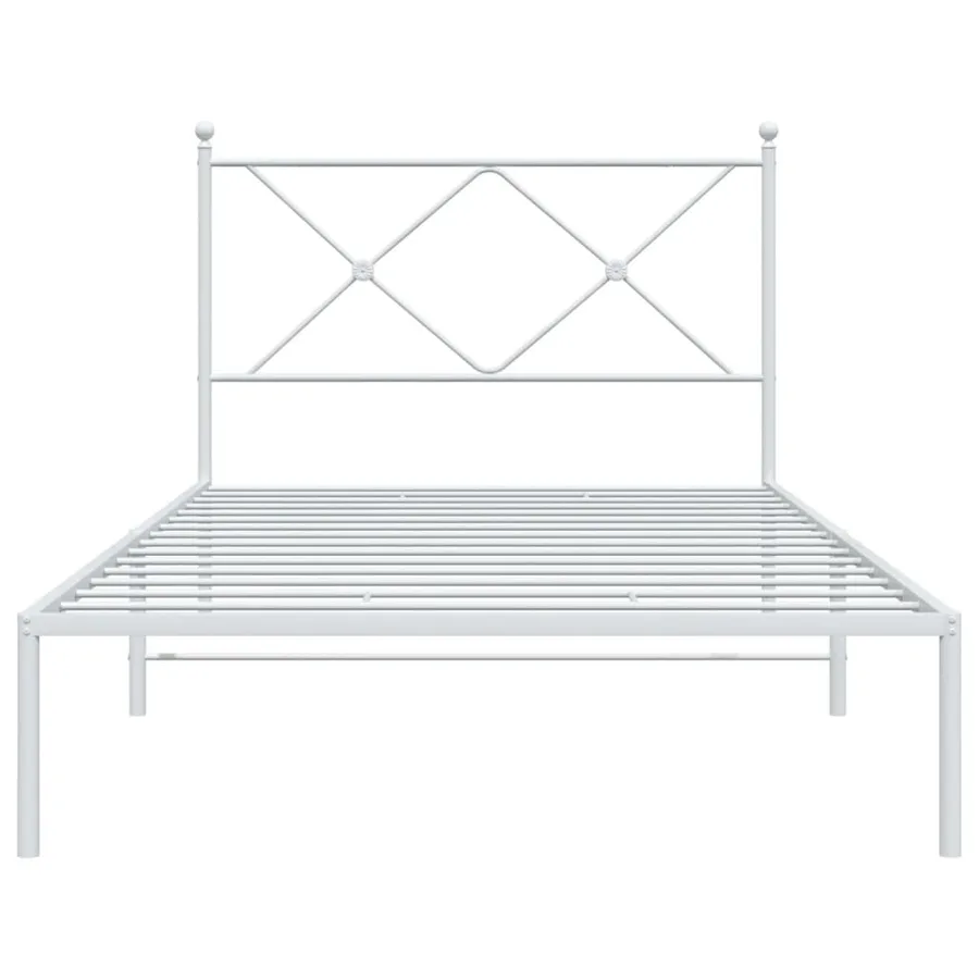 Cadre de lit métal sans matelas et tête de lit blanc 100x200 cm - 4