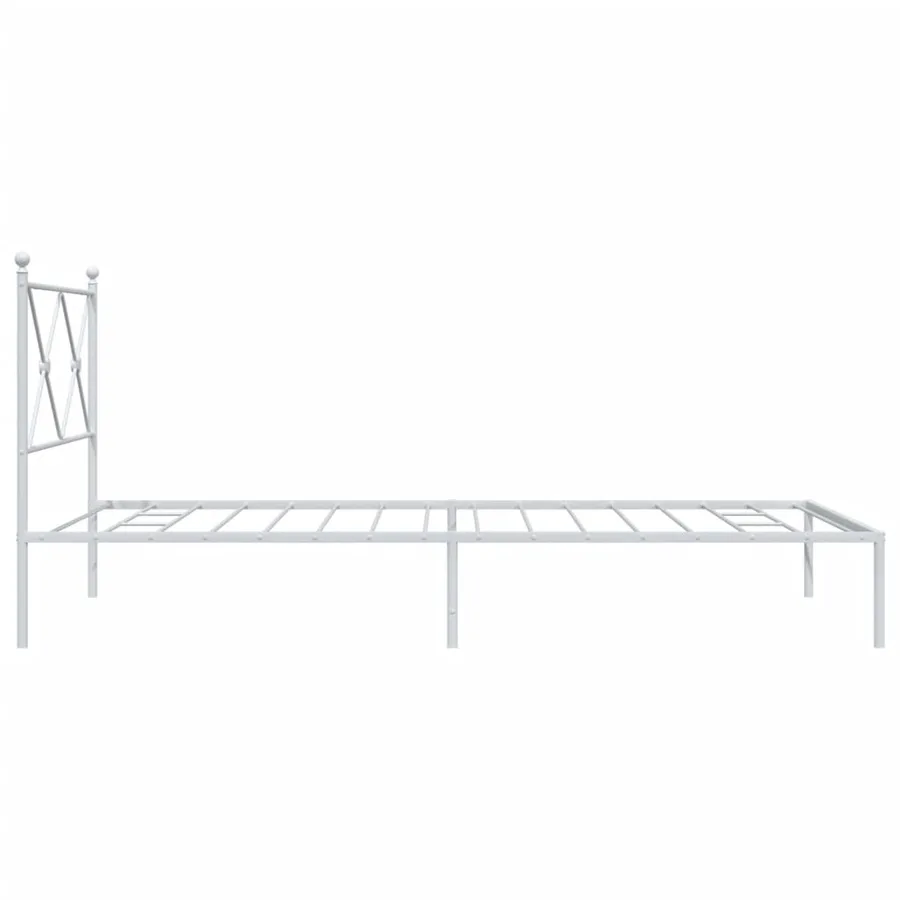 Cadre de lit métal sans matelas et tête de lit blanc 100x200 cm - 5