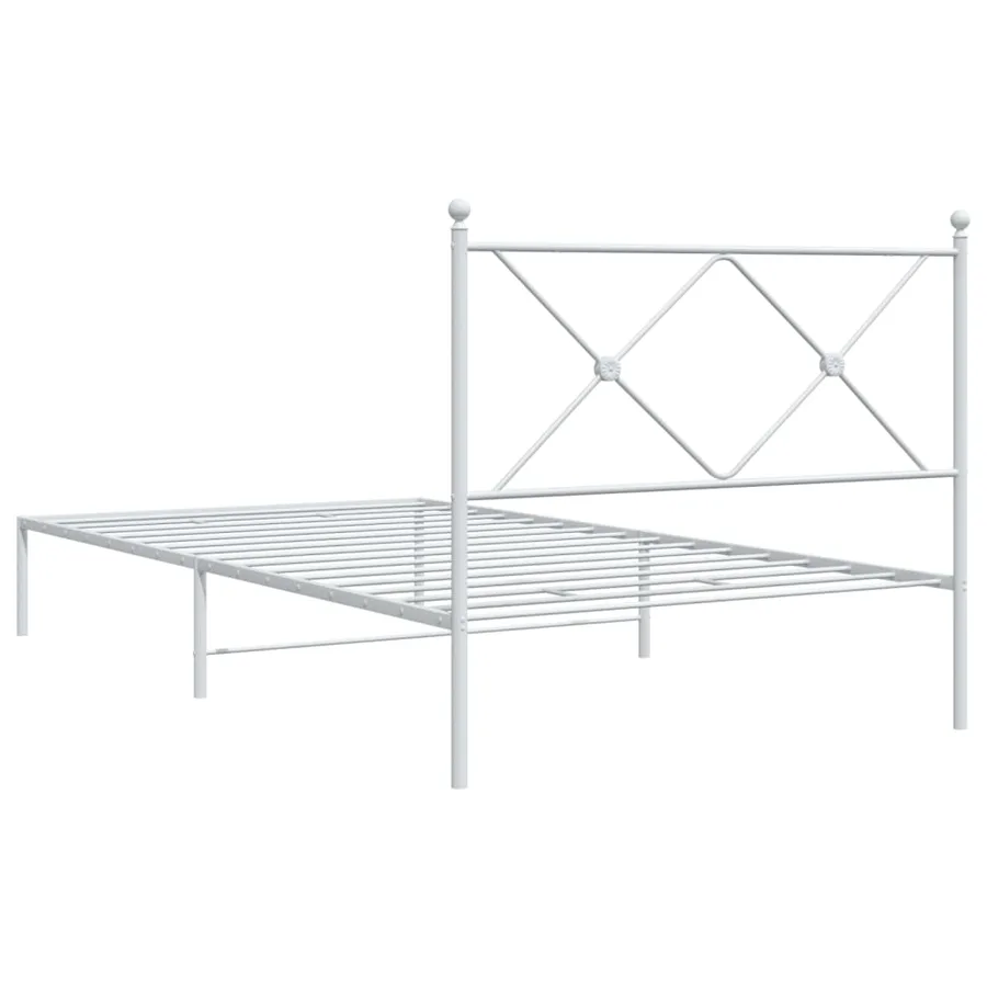Cadre de lit métal sans matelas et tête de lit blanc 100x200 cm - 6