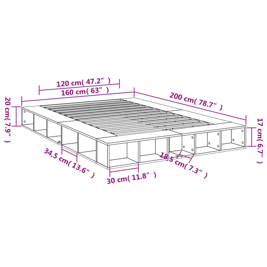 Cadre de lit sans matelas chêne sonoma 160x200 cm - 10