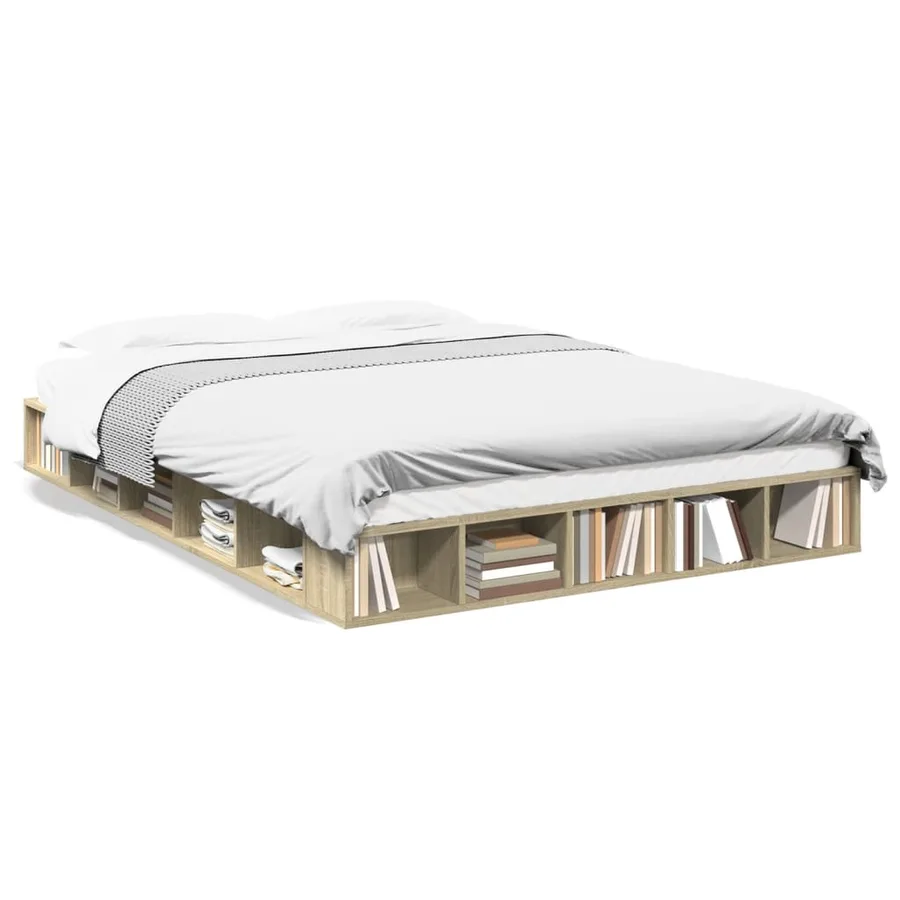 Cadre de lit sans matelas chêne sonoma 160x200 cm - 2
