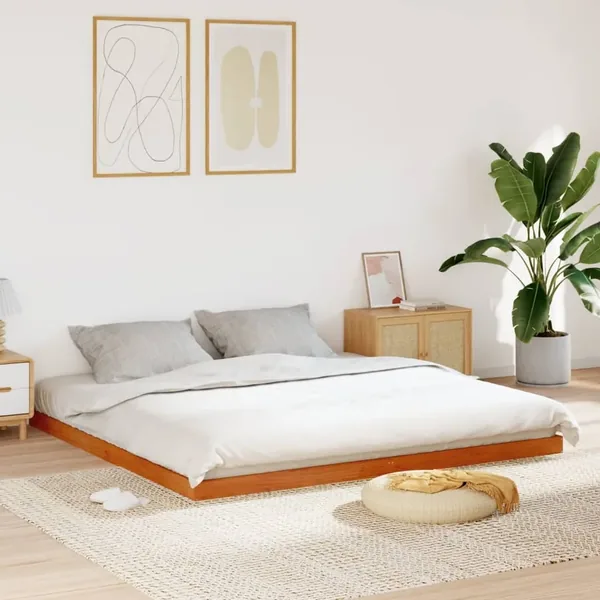 Cadre de lit sans matelas cire marron 180x200cm bois pin massif