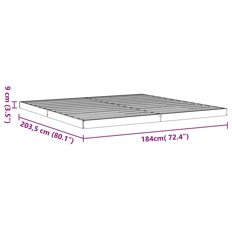 Cadre de lit sans matelas cire marron 180x200cm bois pin massif - 10
