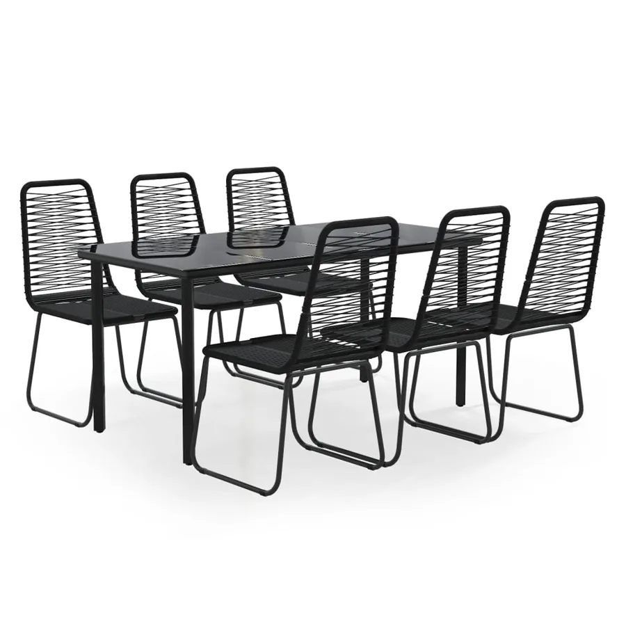 Ensemble à manger de jardin 7 pcs Noir - 2