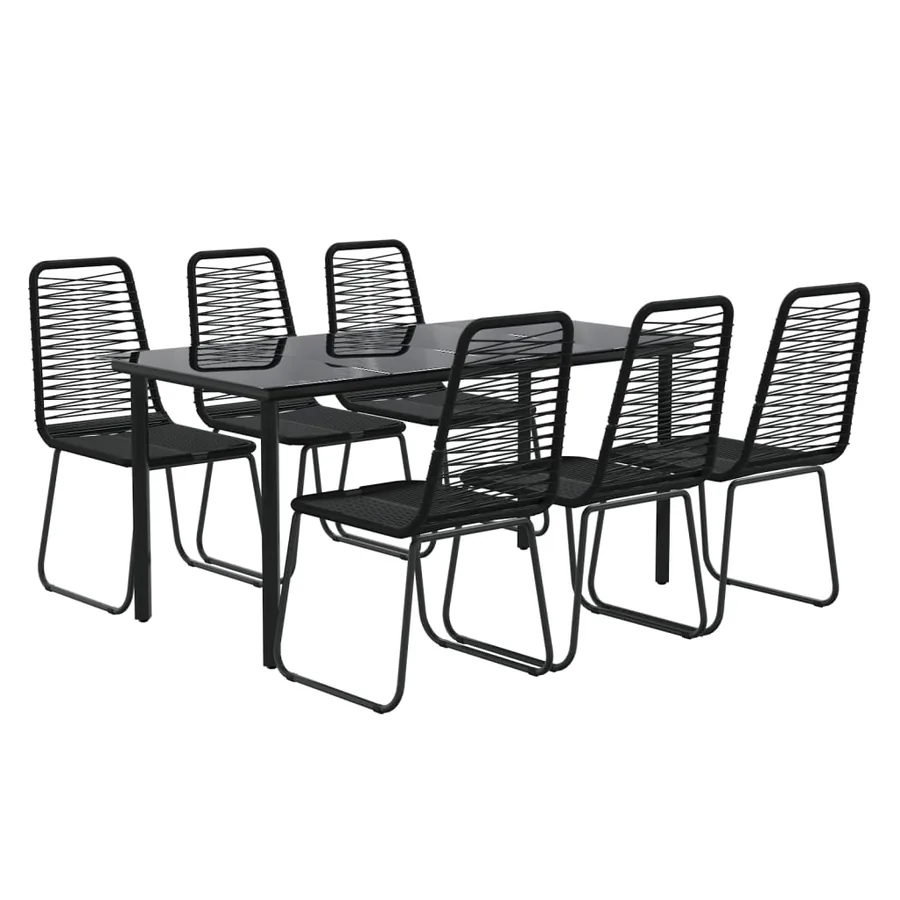 Ensemble à manger de jardin 7 pcs Noir - 3