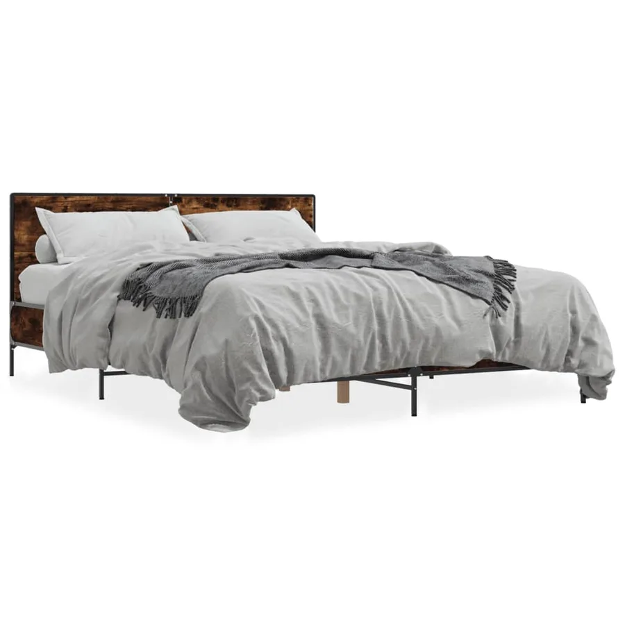 Cadre de lit sans matelas chêne fumé 160x200 cm - 2